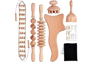 Yofuly 6 Pcs Wood Therapy Massage Tools, Professional Complete Maderotherapia Massager Roller Gua Sha Set Kit, for Body Shaping, Lymphatic Drainage, Muscle Pain Relief, Anti Cellulite