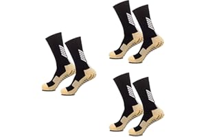 FIBOGOUP - Chaussette de Football Combinaison 32-38 | Chaussettes de Sport Enfant | 3 paires noires | Grip Socquettes pour Basket Trekking Cyclisme Yoga