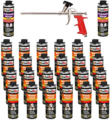 Set Expanding Foam Expanding Foam Gun Foam 24 Tin 500ml 1 K PU Foam + 2 Cleaner, 1 Foam Gun