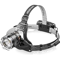 Torcia Frontale WholeFire Ricaricabile 20000 Lumen - Impermeabile IP65, Zoom Regolabile, Sensore Movimento