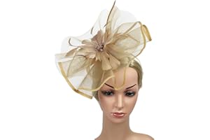 Lurrose 1pc Creative Feathers Big Flower Headwear Headwear Headwear Cocktail Chapeau Fête Coiffe pour femme Jaune