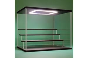 Nonemey Vetrina in Acrilico Trasparente con Luce a Led,2/3/4/5/6 Tier Teca Espositiva di Immagazzinaggio,Organizzatrice Antipolvere Vetrina Espositiva per Collezionismo((Nero, 4Tier-31.5x24.5x26.5 cm)