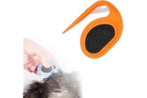 CKCSHI Pet Knotting Comb, De Knotting Comb with Steel Blade, Pet Grooming Brush Safety Dematting Comb Hair Removal Tangles for Dogs Cats (Orange)