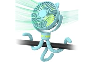 ITSHINY Ventilator per Passeggino, Ventilatore Portatile, 4000mAh Ventilatore da tavolo con Treppiede flessibile 4 velocità per Passeggino, Tapis Roulant, Culle, Tenda