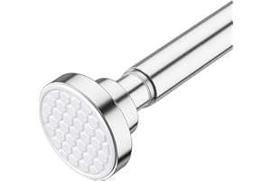 AIZESI Silver Shower Curtain Pole 107-185CM,Adjustable Spring Tension Rod for Bathroom,Non-slip Tension Shower Rod Extenable,No-drilling Tension Curtain Rod,Rust-Resistance Tension Rod.