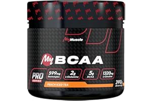 MyMUSCLE - My BCAA - Acides Aminés BCAA en Poudre Label Kyowa Quality® + L-Glutamine + L-Citrulline + Electrolytes - Peach Iced Tea 390g - 30 Portions