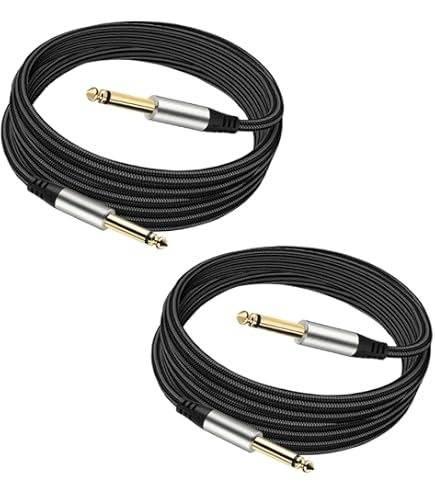 Elecan Cavo Audio Stereo 6,35 Mm TS A Doppio TS - Cavo Di Interconnessione Breakout Per Altoparlanti, 26 AWG, Placcato Oro