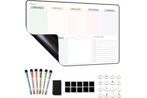 ‎MCCORL MCCORL Magnetisch Whiteboard Wochenplaner abwischbar, Magnettafel für Kühlschrank, perfect as Famiien Haushaltsplaner, Essenplaner, Putzplaner oder To Do Liste 42×28cm auf Deutsch