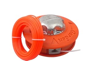 Zeqeey Grass Trimmer Replacement Spool Head M10 x 1.25 Left-hand Thread with 15m 2.4mm Strimmer String Wire for Brush Cutter Universal Mowing Head, Color Orange