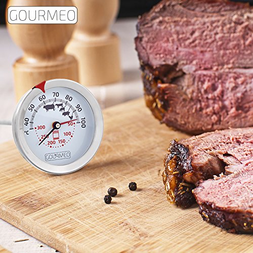 GOURMEO Fleischthermometer 2-in-1 (Fleisch und Ofentemperatur) aus Edelstahl mit Garpunktanzeige | 2 Jahre Zufriedenheitsgarantie | Bratenthermometer, Grillthermometer, Ofenthermometer - 4