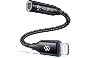 Syncwire iPhone Headphone Jack Adapter [Apple MFi Certified] Braided Lightning to 3.5 mm Headphone Adapter Audio Earphone Aux Adapter for iPhone 14/13/13 Mini/13 Pro/13 Pro Max/12 /11 /XR/XS/X/8 Black