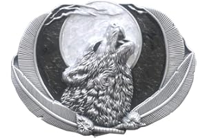 JEAN'S FRIEND Vintage Western Wolf Moon Oval Belt Buckle also Stock in US