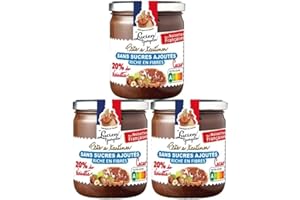 Lot de 3 pots Pâte à tartiner noisette et chocolat sans sucre ajouté 400g - Lucien Georgelin - Nutri-score A