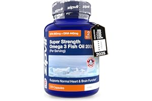 ZIPVIT Omega 3 Fish Oil 2000mg, EPA 660mg DHA 440mg per Daily Serving. 120 Capsules (2 Months Supply). Supports Heart, Brain Function and Eye Health. 2 Capsules Per Serving