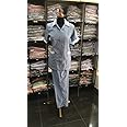 Maid Uniform Blue Housekeeping Maid 2 Pcs Cotton Thin Stripes Design