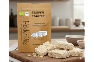 HELDENPILZ Tempeh Starter Culture (poudre de tempeh) Rhizopus Oligosporus – Jusqu'à 75 kg de tempeh Fabrication maison Tempeh Starter (Tempeh Starter 75 g)