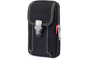LAXIAY Men's Mobile Phone Sports Bag,Canvas Belt Bag Phone Wallet Purse,Outdoor Sports Bum Pouch Casual Mobile Phone Pocket (Black,B)
