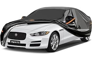 GUNHYI 7 Layers Saloon Car Cover Waterproof Breathable, Heavy Duty Outdoor Car Cover Sun Rain Dust Protection With Zip, Universal Fit For Jaguar XF/XJ, Audi A6/A8, Mercedes S Class etc. Black