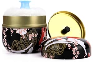 LIONVISON Boîtes de Poudre pour Bébé après le Bain,Étui à Poudre avec Houppette pour Poudre Corporelle et Poudre pour Bébé et Femme (noir)