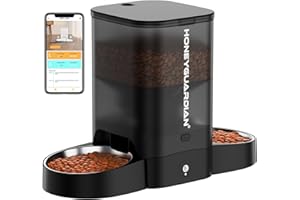 Honeyguaridan Comedero Gato Automatico, 3.5L Dispensador Comida para Perro/Gato con Dos Cuencos, 2.4G WiFi con Control de App, Temporizador y Grabador de Voz 10s, hasta 24 raciones 6 Comidas al día