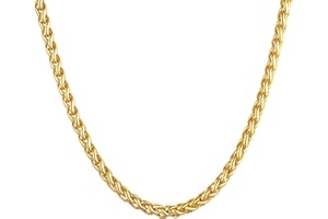 U7 Collana da uomo da donna a catena a maglia Spiga Grano in acciaio inossidabile placcato oro 18k/ nero larghezza 3/6/9 mm,lunghezza 46/51/55/61/66/71/76 cm con Confezione Regalo