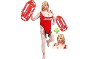 DISFRAZJAIAK Disfraz de Vigilanta con salvavidas y peluca - Disfraces despedidas de soltero