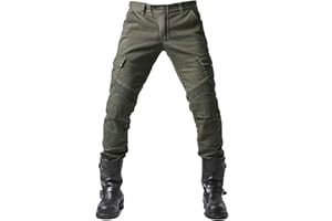 Earnmore Pantaloni da Moto, Pantaloni protettivi da Uomo, Realizzati in Traspirante Resistente all'Usura con 2 Paia di Protezioni per Fianchi e Ginocchia, Rimovibili Jean