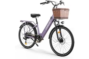 cysum X-City 26" Bicicletta elettrica per adulti, city bici elettrica donna, batteria rimovibile da 48 V 10,4 Ah, autonomia di 25 km/h e 80 km, urbani Commuter E-Bike