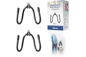Aieve Soporte De pared Para Monopatín, Paquete De 2 Soportes para Colgar En La Pared para Monopatín Con Tornillo, Negro (sin Tabla Incluida)