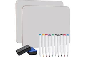 KIONEER 2 Pack A4 Whiteboard, Mini Dry Erase White Board, Durable Portable White Boards for Students with 10 Pens and 2 Erasers, Small Whiteboard for Home,Classroom,Office