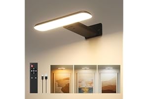 FULEN Luce Per Quadri Senza Filo, Lampada Da Parete Ricaricabile, Luci LED Applique Con 3 Temperature Di Colore, Telecomando, Luce Per Specchio E Dardo, Nero