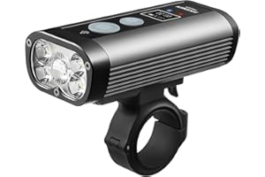 RAVEMEN 2400 Lumens Bike Front Light, PR 2400 Anti-glare flood beam With Wireless remote switch, HiLo beam system OLED runtime display Type-C IPX8 waterproof for road/mountain biking