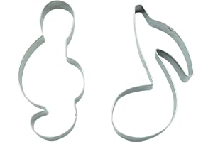 BekkiB - Set di 2 tagliapasta "Musica" - Note e chiavi note - Stampini per biscotti da forno - Gli stampi in acciaio inox sono lavabili in lavastoviglie - 88021375