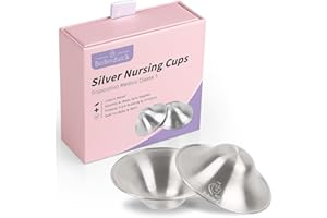 Boboduck The Original Silver Nursing Cups - Nipple Shields for Nursing Newborn, Newborn Breastfeeding Essentials Must Haves for Soothe and Protect Your Nursing Nipples - 925 Silver (Regular Size)