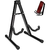 JUAREZ JRGS100 Heavy-Duty Metal Folding Guitar Stand | Universal A-Frame Stand for Acoustic, Electric, Bass, Ukulele & Banjo | Anti-Slip Rubber & Foam Padding: 