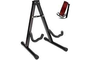 JUAREZ JRGS100 Heavy-Duty Metal Folding Guitar Stand | Universal A-Frame Stand for Acoustic, Electric, Bass, Ukulele & Banjo | Anti-Slip Rubber & Foam Padding