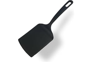 Fackelmann Paletta larga in Nylon ad alto spessore, materiale antiaderente, resistente fino a 200°, lavabile in lavastoviglie, dimensioni 30 x 11 cm, Linea Nero