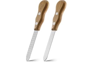 FVION Profesjonalny metalowy pilnik do paznokci – pilniki do manicure z drewnianym uchwytem, dwustronny, drobny, gruby pilnik do paznokci do pielęgnacji rąk i stóp, narzędzie do paznokci
