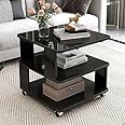 Quicky -Go Quickly Quicky The Adorable Easily Movable Coffee Table/Side Table/Center Trolly Table To Add The Shine Standard Black, Engineered Wood