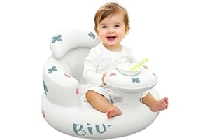 METALNUTS Inflatable Baby Chair – Inflatable Seat for Babies 3-36 Months with Built-in Air Pump, Infant Back Support Sofa, Soft & Safe Blow Up Baby Seat for Sitting Up, Bathing & Feeding(Strawberry)