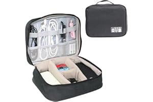 YINENGD yine Electronics Accessories Bag, Waterproof Travel Cable Organizer, Double Layer Cable Storage Bag Case, Waterproof Gadget Travel Bag for USB Chargers Charging Cable Power Bank Cellphone