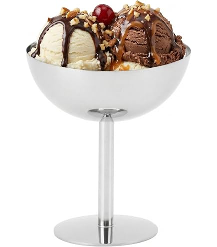 Tasses à Crème Glacée - Plat à Dessert, Bol de Service en Acier Inoxydable pour Crème Glacée, Salade, Dessert (2 Types) (Taille : Grand