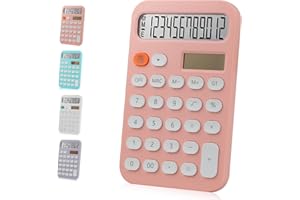 Bimormat Desktop Calculator,Dual Power Battery and Solar Candy-Colored Calculator,Colorful Desk Calculator with 12 Digit Large LCD Display for Office,School,Home & Business(UK-SCA-Pink)