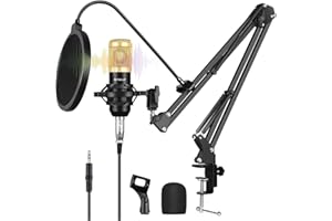 Hensych USB/XLR Microphone, Cardioid Polar Pattern, Gold, Large Diaphragm, Singing, Streaming, Podcasting, Gaming, Karaoke