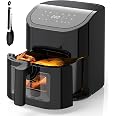 EUARY Friteuse Sans Huile 8L Avec Fenêtre Visible - Air Fryer 1700W Panneau Tactile LED - 12 Programmes + Livre Recettes Inclus