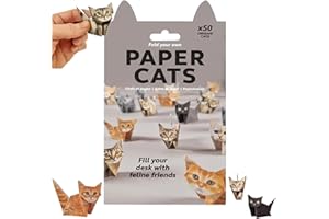 ECLIPTO Paper Cats Kit, 50 Sheets DIY Paper Cats Origami to Fold Cute Cat Figures, Fun Craft Activity for Adults & Kids, Desk Decoration & Gift for Animal Lovers (Cat, One Size)