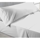 LEBENGOOD Sheets 90 x 190/200 &ndash; White 3-Piece Bedding Set, 90 cm Bedding, Fitted Sheet, Top Sheet and Pillowcase, 50% Cotton