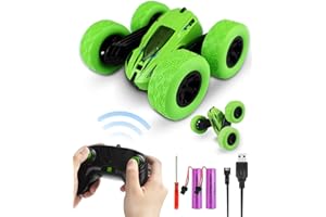 Maxesla Voiture Télécommandée, 2, 4GHz Camion Radiocommandée, Stunt Car avec Batterie Rechargeable, 360 Degrés Rotation Voiture Radiocommandee, pour Enfants 6 - 12 Ans, Vert