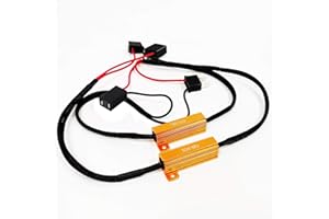 JOSHF 2PCS H7 Kit de Resistencia LED 50W 8 Ohm Bombilla de Faro Adaptador de Arnés Decodificador de Errores Antiestroboscópico Cancelador de Advertencia