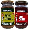 HIMACHILLI Green Chilli Chukh and Red Chilli Chukh - Pack of 2, (Each Bottle 200gm)